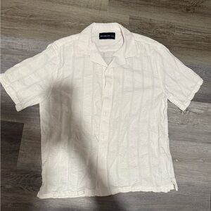 Abercrombie & Fitch Textured White Short Sleeve Shirt